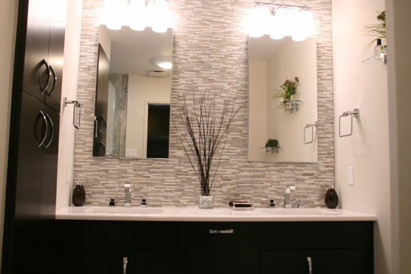 elegant bathroom sink and mirrors