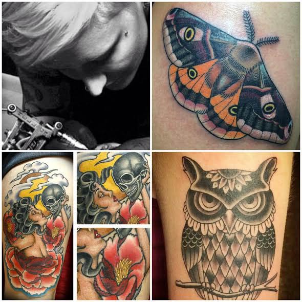 Lark Slider tattoos skull butterfly owl