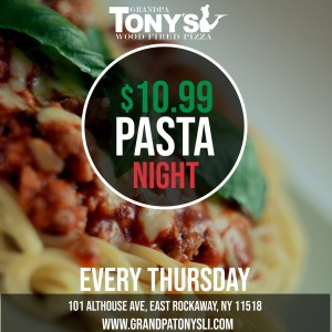 Pasta-special-deal-tonys 10.99 pasta night every thursday